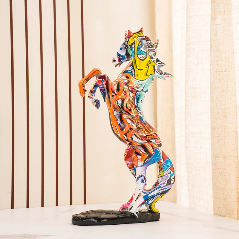 Afralia™ Colorful Resin Horse Statue for Home Decor