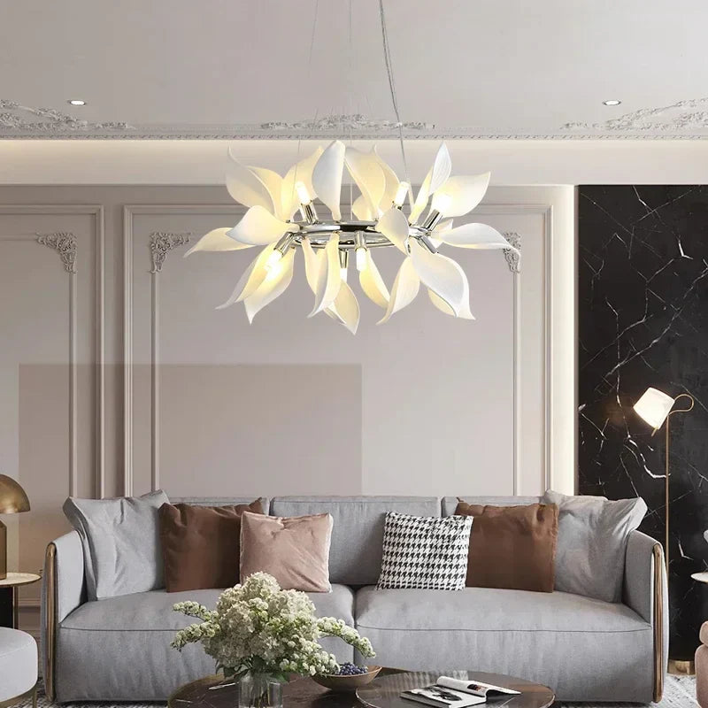 Nordic Ceramic Leaf Hanging Chandelier Pendant Lamp by Afralia™ - Creative Bedside LED Lighting