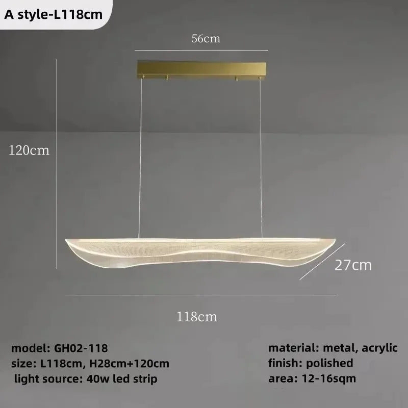 Afralia™ Long Curve LED Chandelier for Living Room Dining Office Decor
