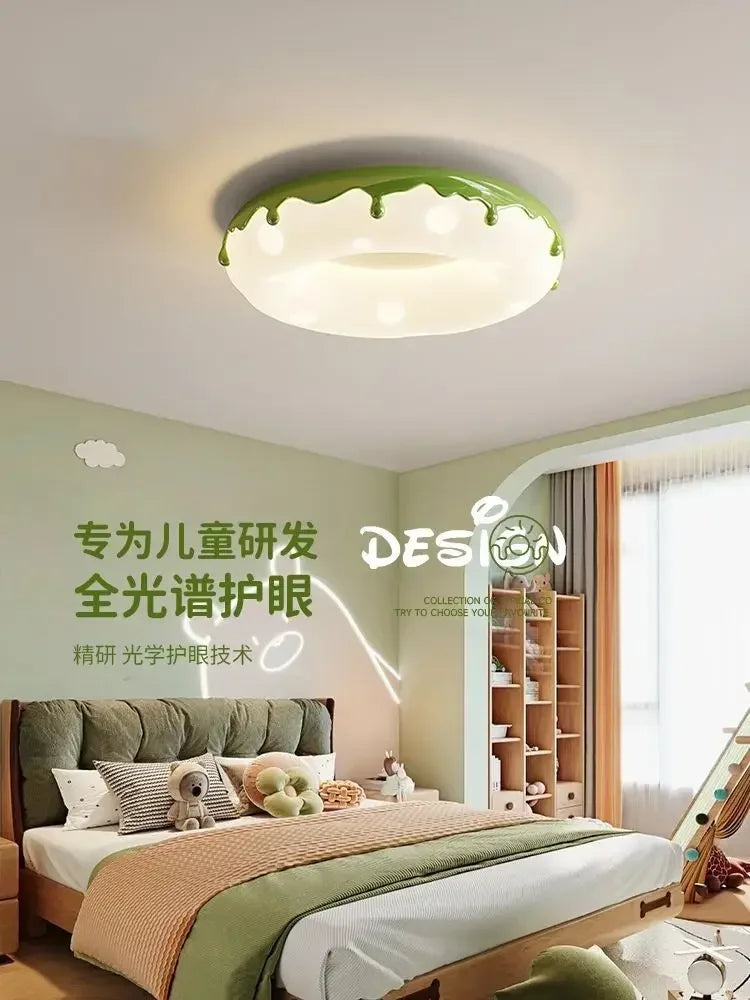 Afralia™ Doughnut Ceiling Light - Kids Room Full Spectrum Eye Protection LED Bedroom Lamp.