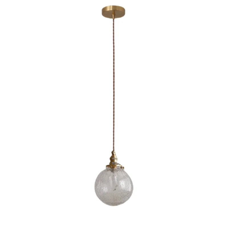 Afralia™ Vintage Cracked Glass Ball LED Pendant Light for Home Decor