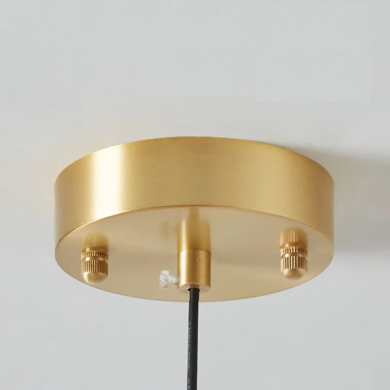 Afralia™ Copper Bauhaus LED Pendant Light - Orange Glass Fixture for Home Indoor Lighting