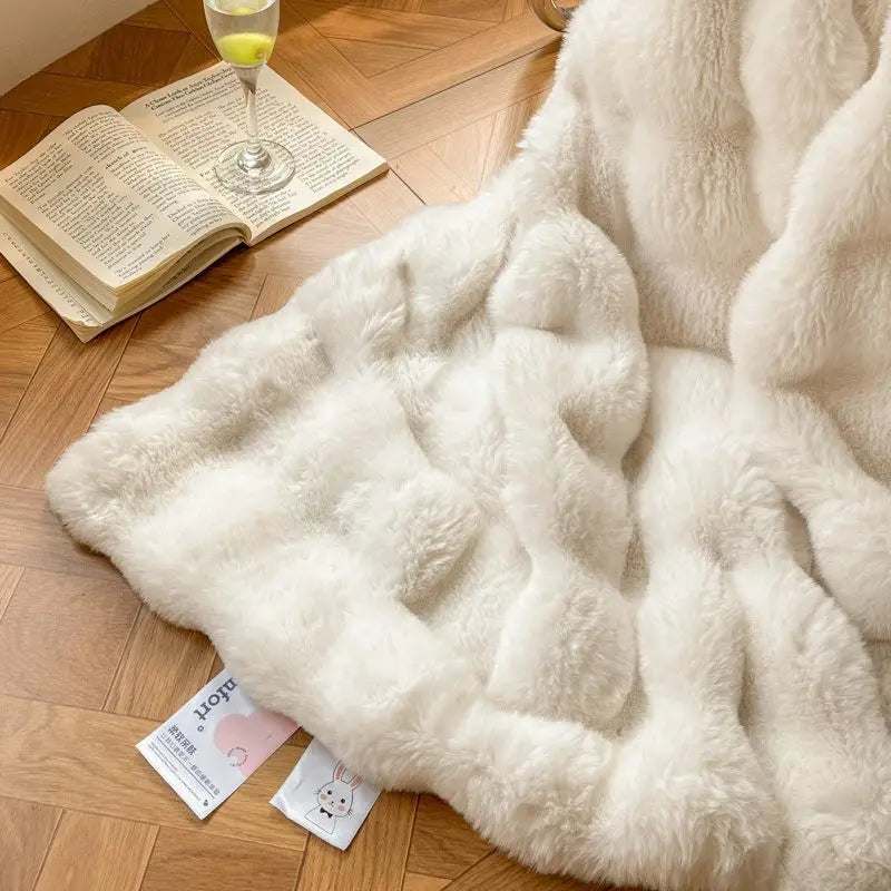 Afralia™ Faux Rabbit Fur Thicken Plush Blanket, Soft & Warm Sofa Bed Throw