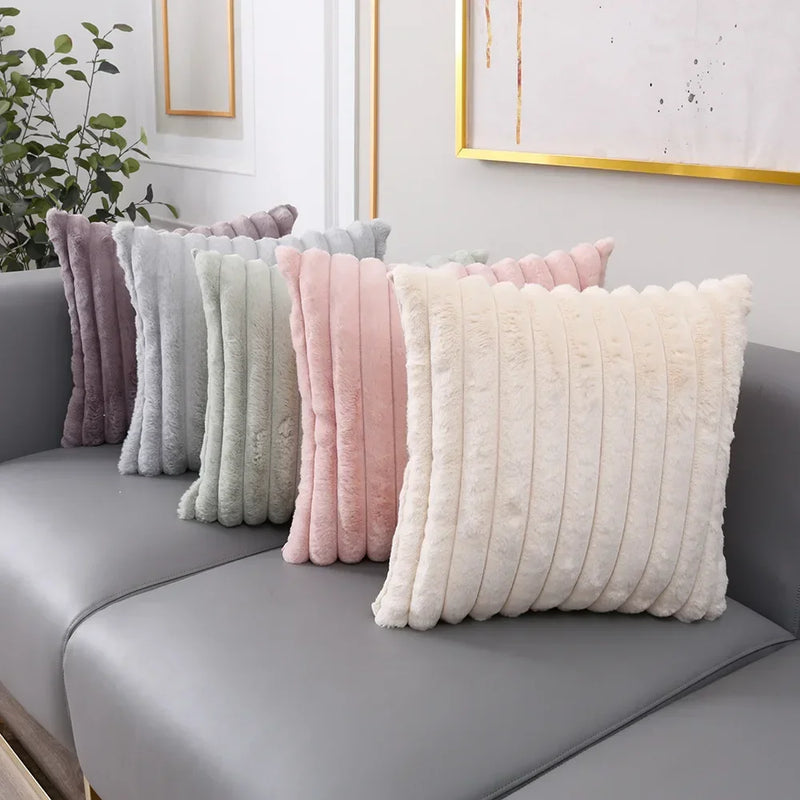 Afralia™ Soft Fur Plush Pillowcase in White - 45x45/30x50cm, Home Decor Lumber Pillow Cover