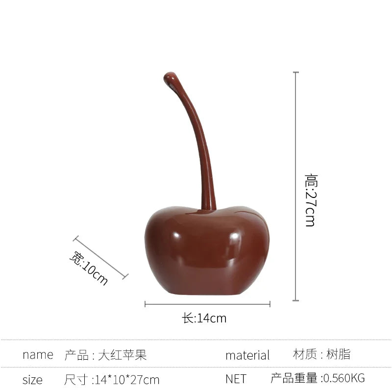 Afralia™ Chic Red Cherries Resin Ornaments for Home Decor and Table Accessories