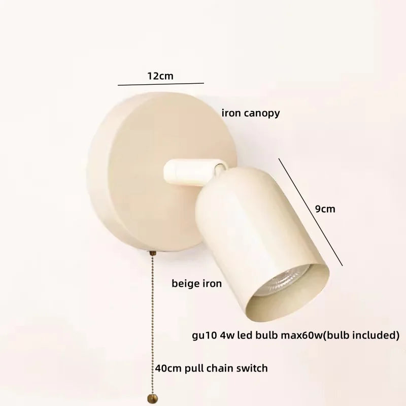 Afralia™ LED Wall Sconce Pull Chain Switch Cream Style Stair Light Fixture
