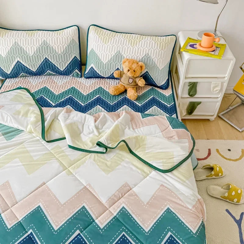 Afralia™ Double-Sided Cool Comforter Set: Ice Silk Duvet, Fitted Sheet, Pillowcase