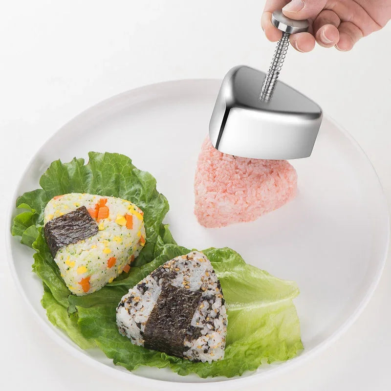 Afralia™ Stainless Steel Sushi Maker Press Mold Set Kitchen Gadget Triangle Heart-shaped Rice Ball