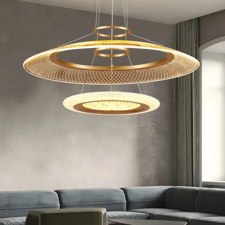 Afralia™ LED Ring Ceiling Chandelier: Luxury Villa Pendant Light for Living & Dining Rooms