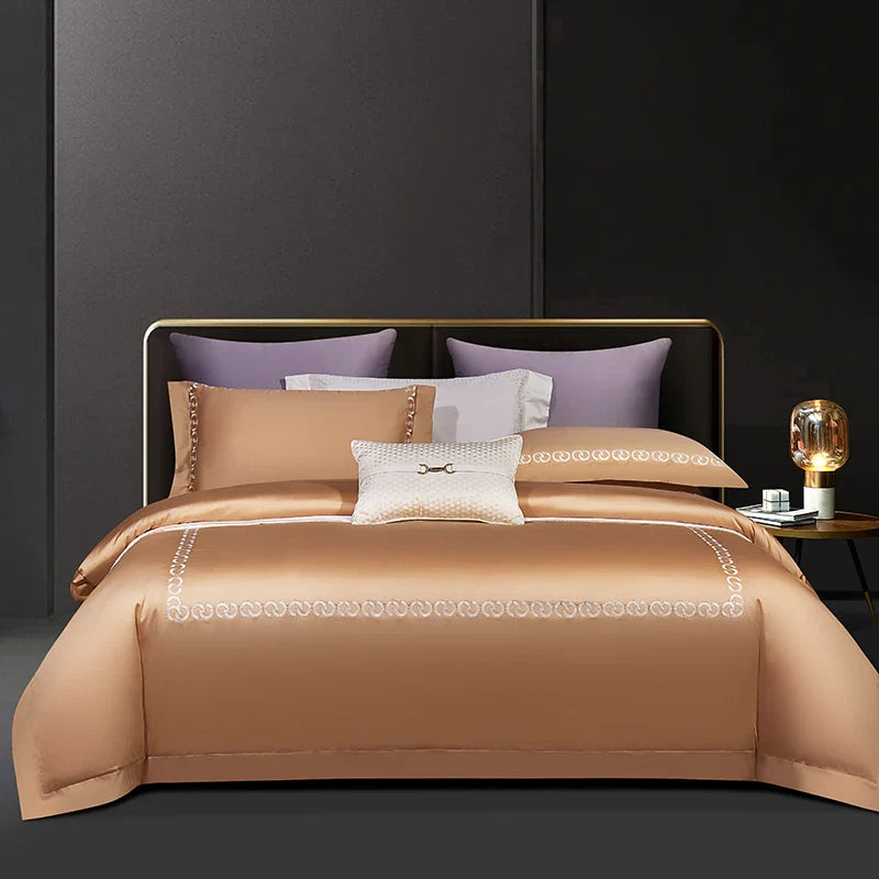 Afralia™ Luxury Egyptian Cotton Hotel Style Bedding Set: Duvet Cover, Sheet, Pillowcases
