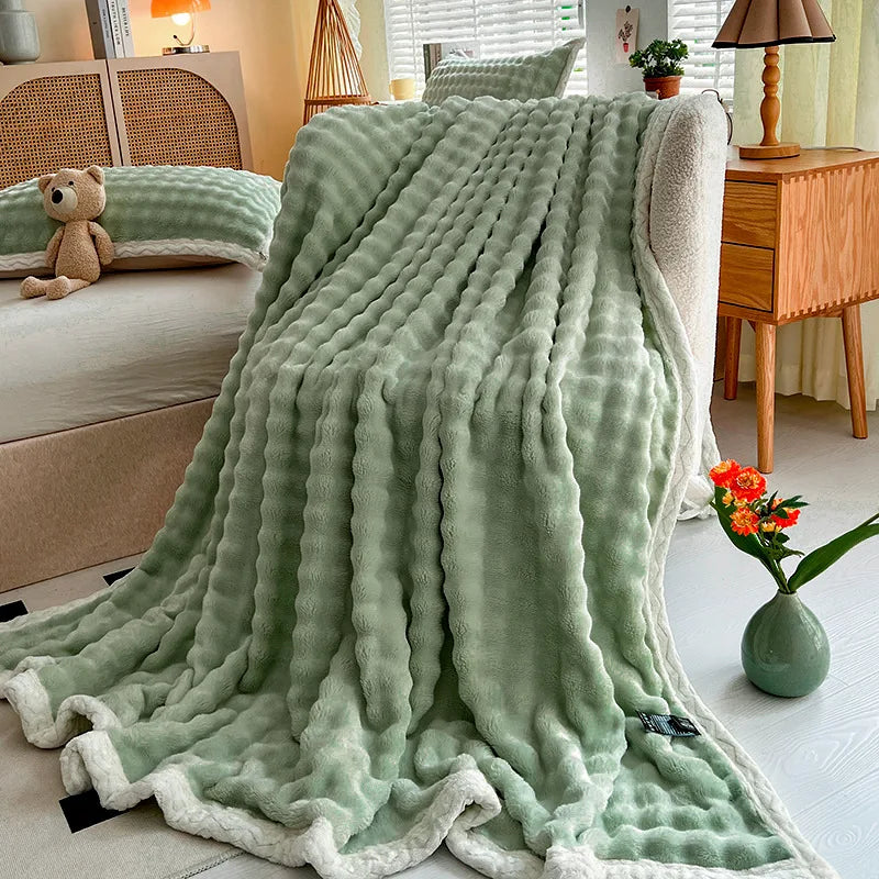 Afralia™ Plush Velvet Bed Blanket for Cozy Autumn Warmth, Soft Coral Fleece Sofa Throw