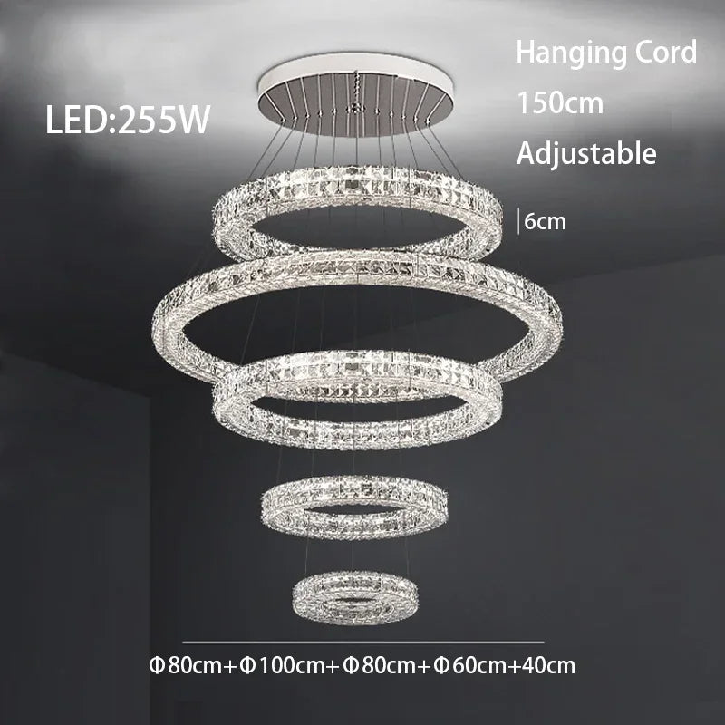 Afralia™ Modern Crystal Chandelier Chrome Golden Round Pendant Lights