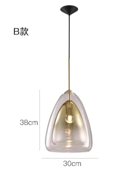 Afralia™ Gradient Glass Pendant Lamps: Luxury LED Chandeliers for Bedroom and Restaurant