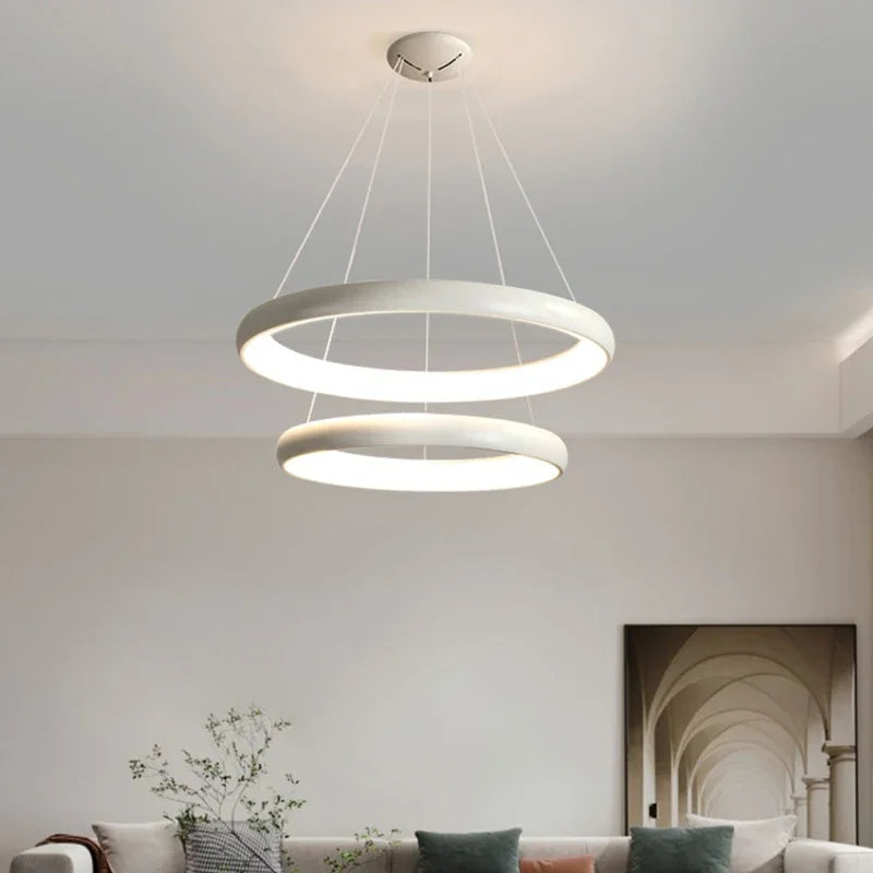 Afralia™ Modern Circular LED Chandelier for Interior Decor with Remote Control - Black/White