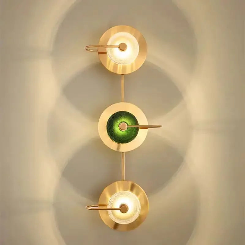 Afralia™ Green Crystal Wattle Circle Wall Lamp - Nordic Minimalist Art Deco Lights