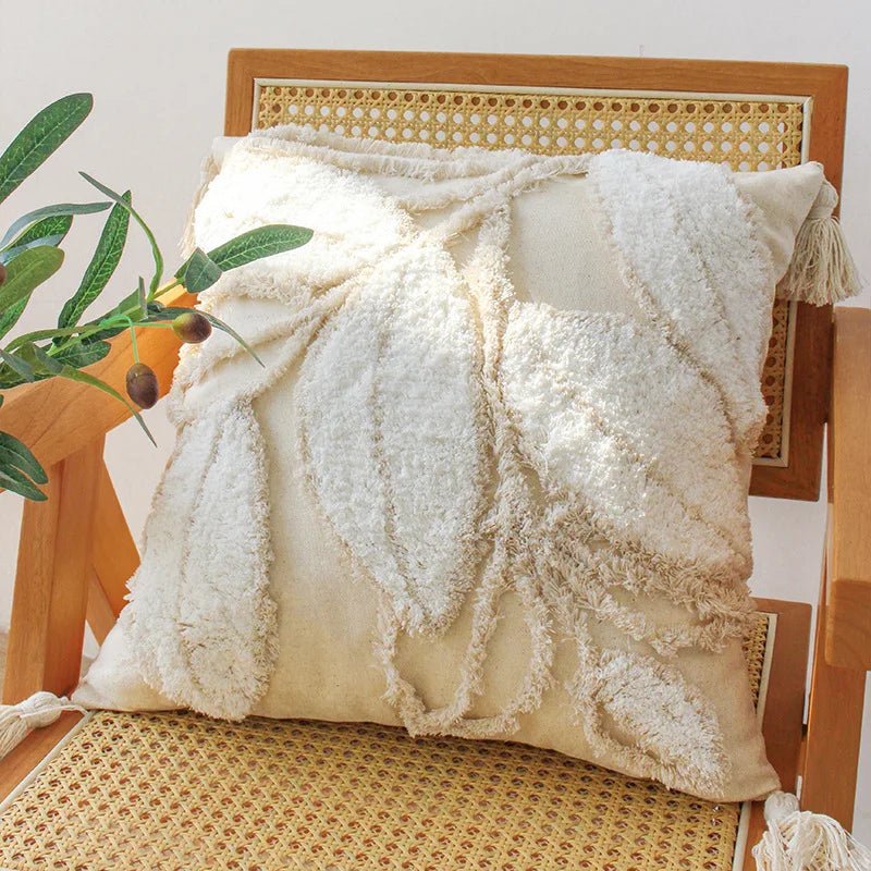 Afralia™ Embroidered Tufted Cotton Canvas Pillow Cover 45*45cm for Living Room