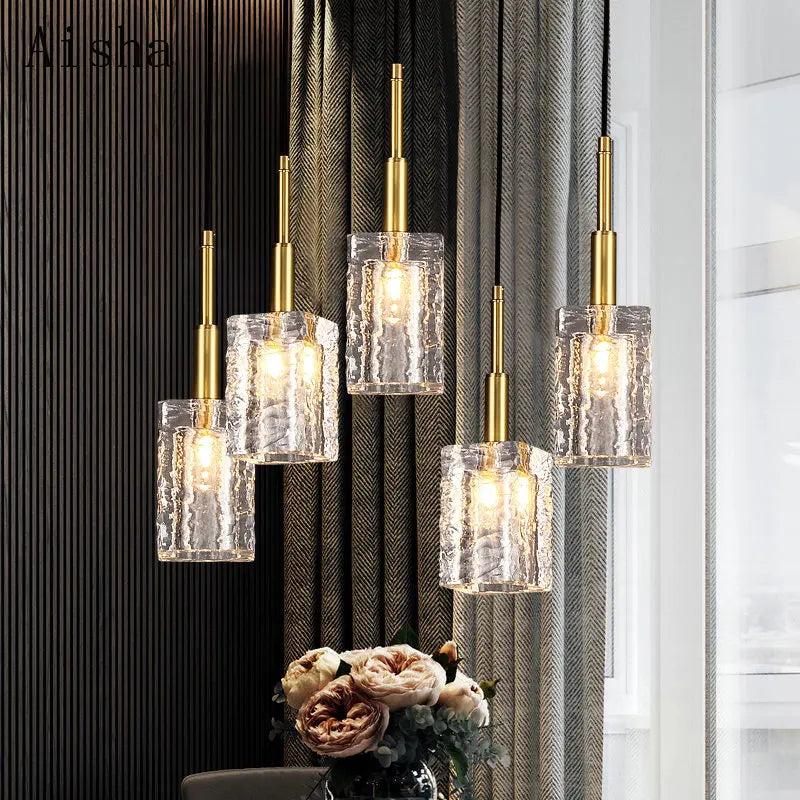 Afralia™ Copper Crystal Chandelier: Elegant Luxury Pendant Lamp for Bedroom, Bar, or Restaurant