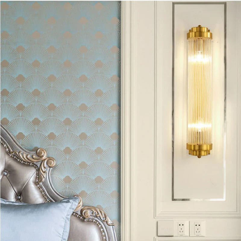 Afralia™ Crystal Wall Sconce Lamp for Living Room Bedside Decor Glass Gold Lighting