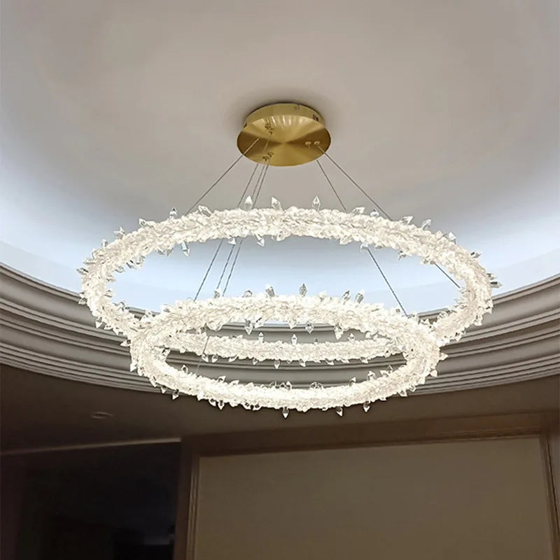 Afralia™ Luxe Crystal Pendant Light - Dimmable LED Art Deco Circle Lamp