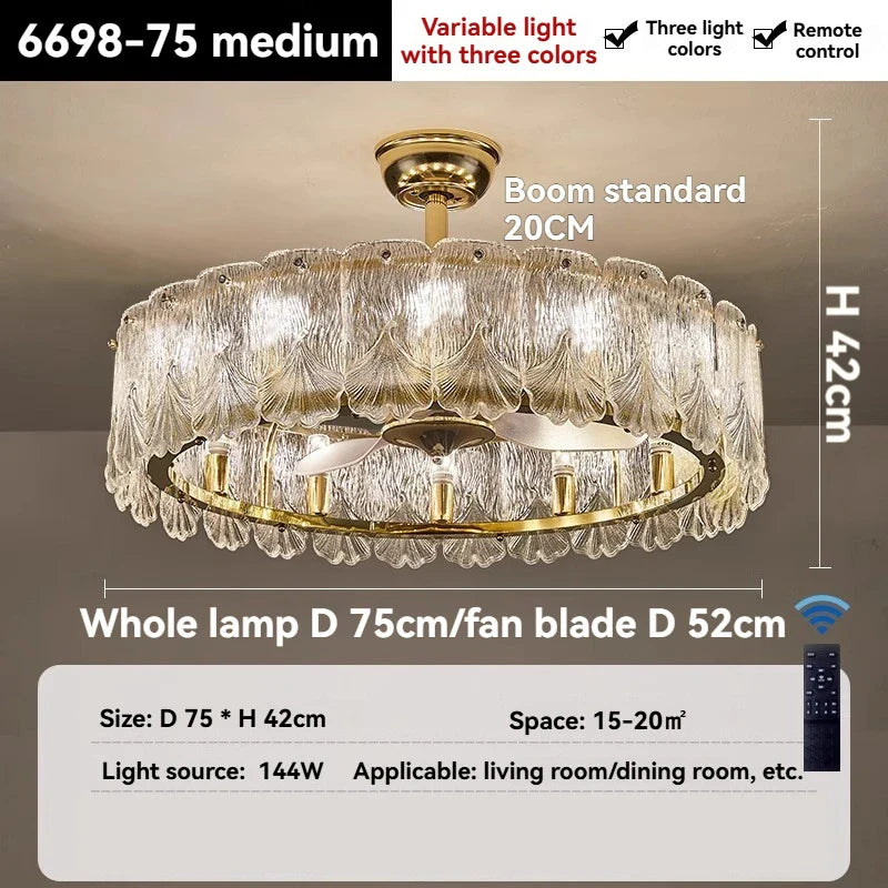 Afralia™ Crystal Ceiling Fan Light - Modern Luxury Invisible Fan Light Combo for Home