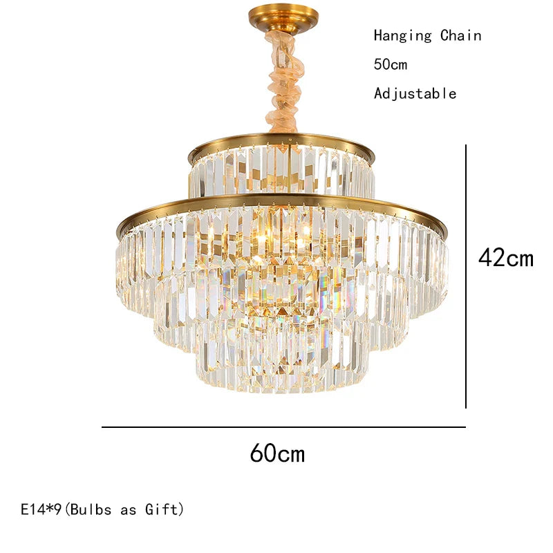 Afralia™ Nordic Gold Crystal LED Chandelier for Dining Living Room Kitchen Home Decor