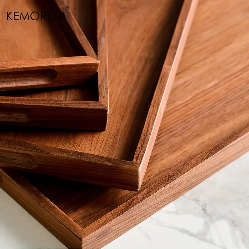 Afralia™ Retro Wooden Rectangular Serving Tray | Vintage Style Tableware for Home and Hotel