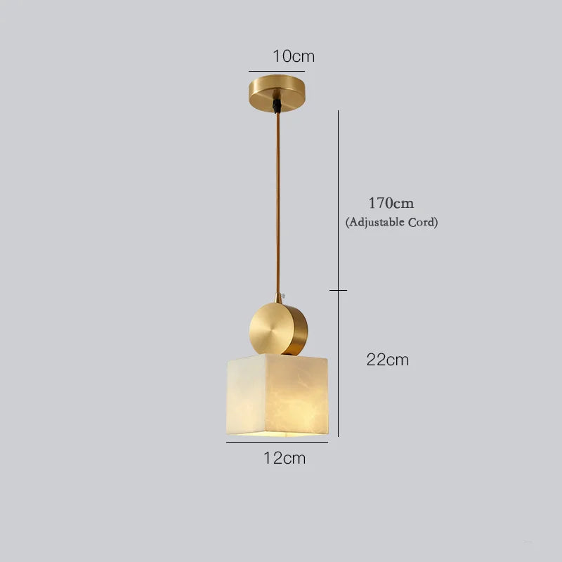 Afralia™ Golden Luxury Marble Pendant Lamp for Dining Table and Bedside Chandelier