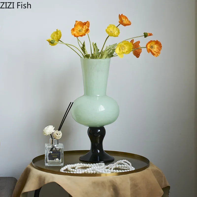 Afralia™ Goblet Glass Vase for Desk Decoration with Artificial Flowers