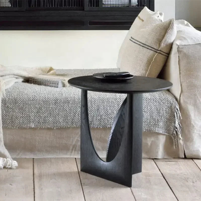 Afralia™ Circular Walnut Wood Coffee Table for Living Room with Solid Nordic Design