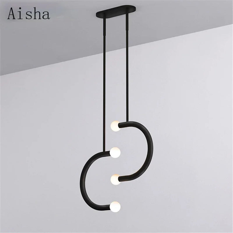 Afralia™ Nordic U-shaped Line Art LED Chandelier for Corridor Bedroom & Loft