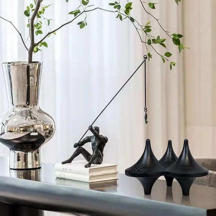 Afralia™ Geometric Gyroscope Triangle Cone Resin Decorative Figurines Ornament