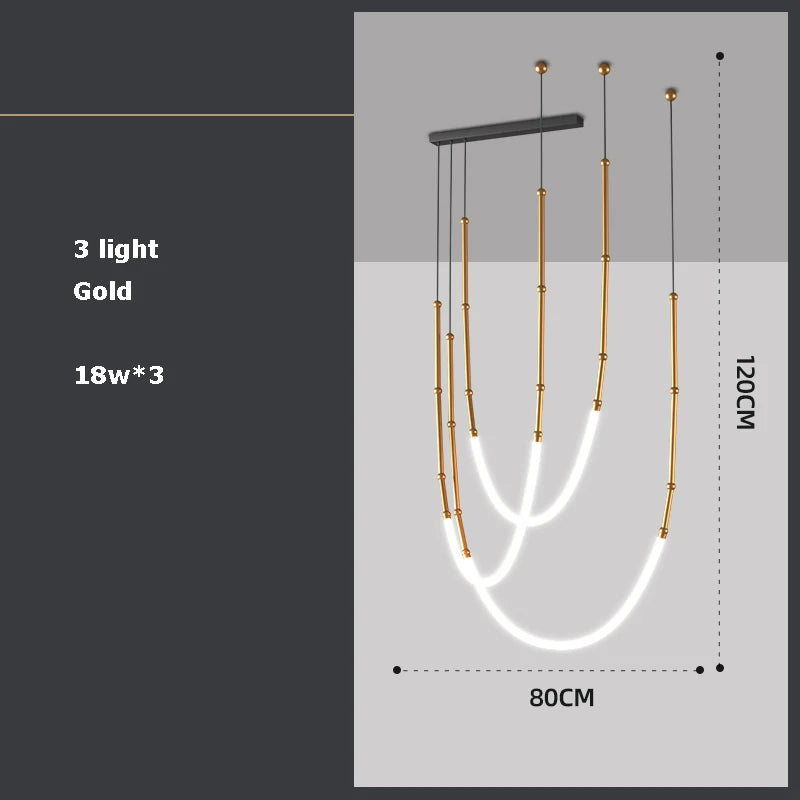 Afralia™ Art Line LED Suspension Pendant Lighting for Trendy Home Decor