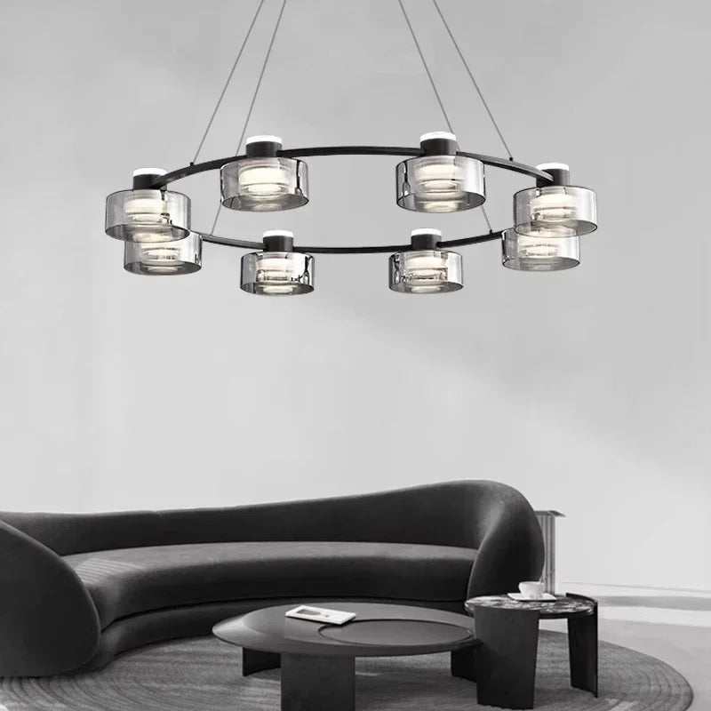 Afralia™ Glass LED Chandelier: Modern Minimalist Copper Pendant Light for Living Room & Bedroom