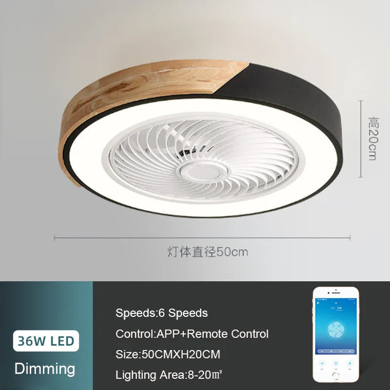 Afralia™ 52CM DC Motor Ceiling Fan Light 6 Speeds 36W Wood Fans Lamp