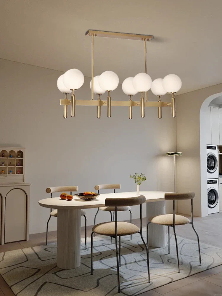 Afralia™ Glass Balloon Chandelier: Elegant Led Round Hanging Light for Luxury Dining Room