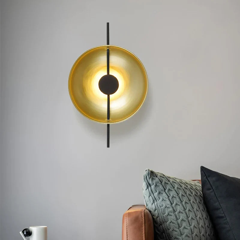 Afralia™ Gold Circle LED Wall Light 10W, Postmodern Black Sconce for Foyer, Bedside, Hotel, Aisle