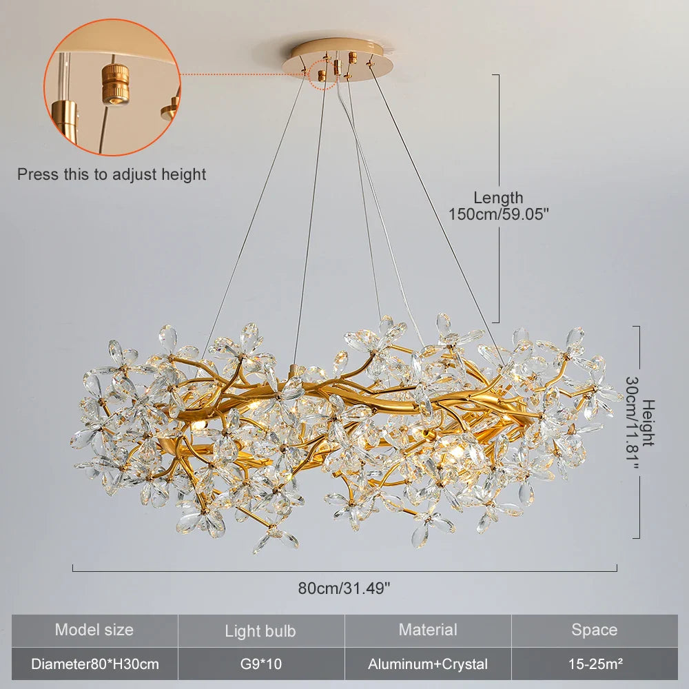 Afralia™ Crystal Flower Chandelier Light for Dining Living Room Bedroom