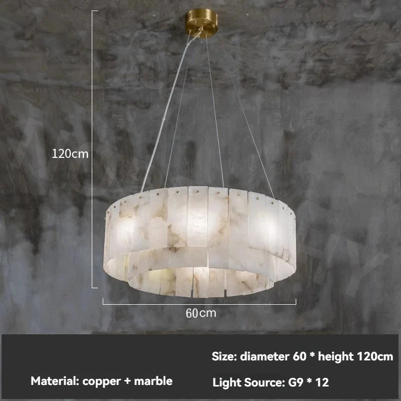 Afralia™ Full Copper Marble Pendant Lamp: Luxury Circular LED Light for Living Room