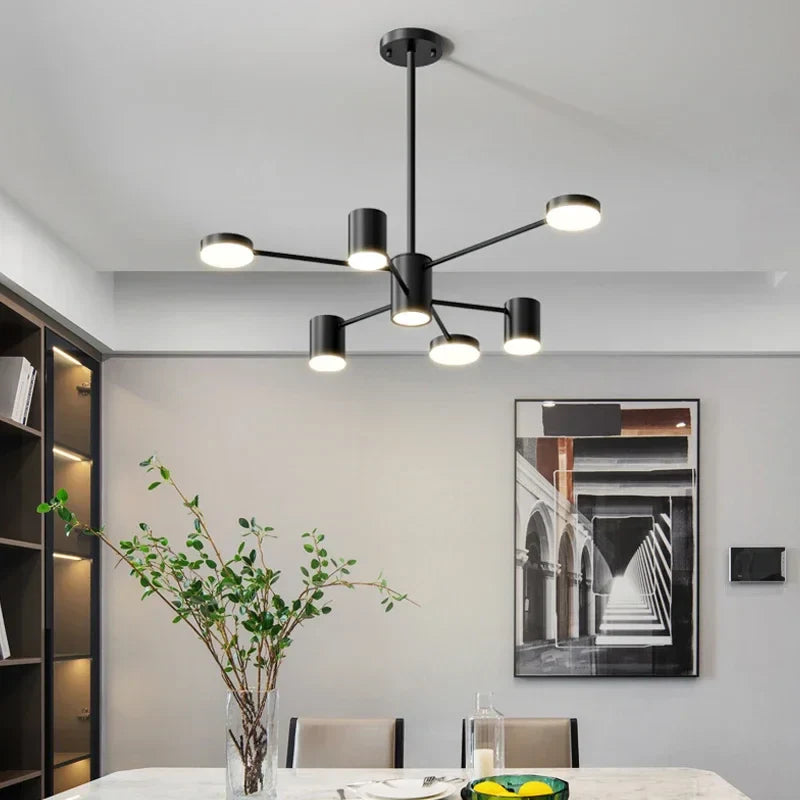 Afralia™ Sputnik Black Chandelier Pendant Lamp - Modern Nordic Ceiling Light for Living Room