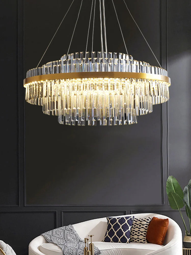 Afralia™ Crystal Hanging Lamp for Luxurious Living Room Decor