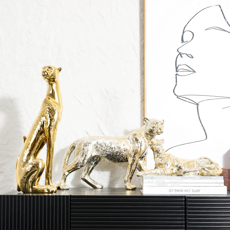 Afralia™ Leopard Resin Sculpture - Home Decor Handicrafts & Animal Figurine