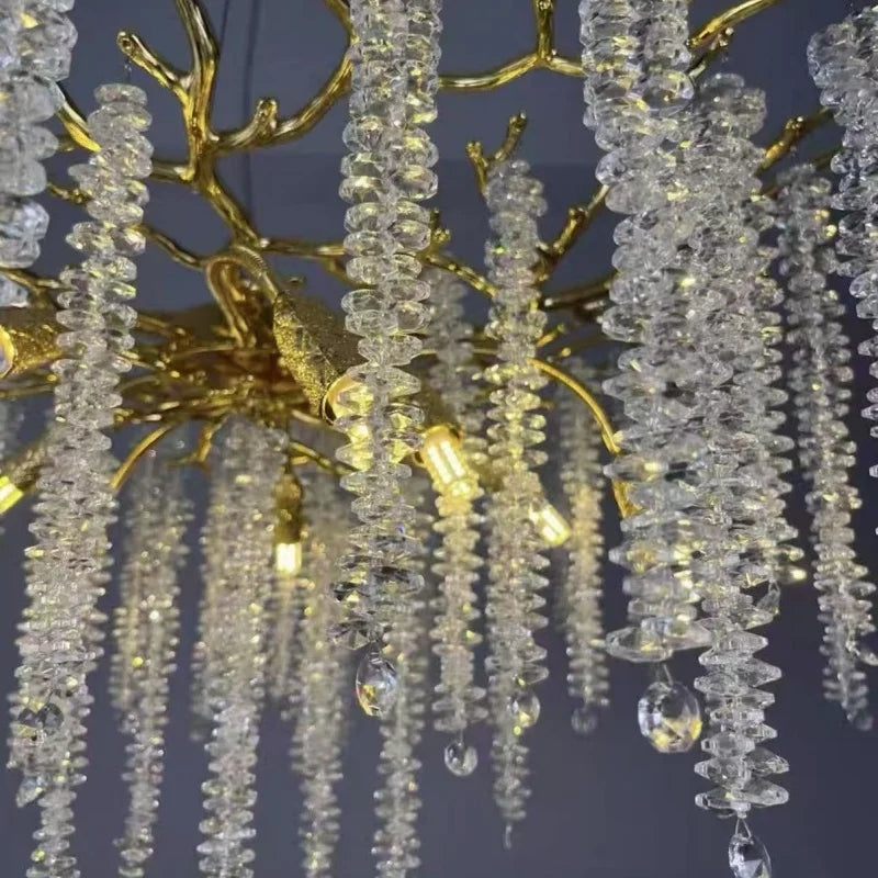 Afralia™ Gold Branch Crystal Chandelier for Bedroom Living Dining Room