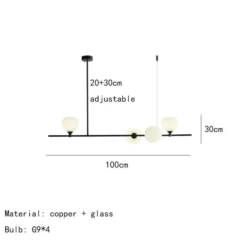 Afralia™ Modern Glass Ball LED Pendant Lights for Living Room Dining Room Kitchen Chandelier