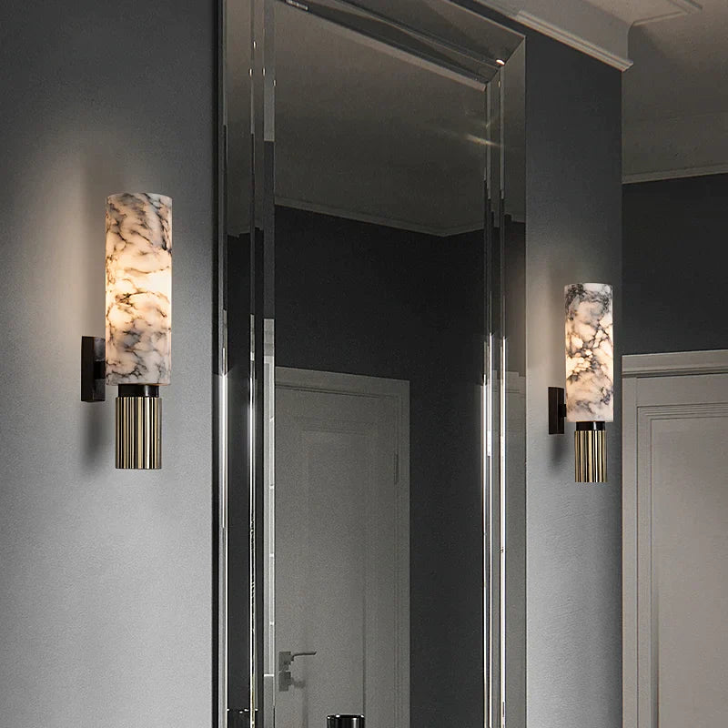 Afralia™ Alabaster Copper Wall Lamp: Luxury Marble Sconce with LED Light Fixture