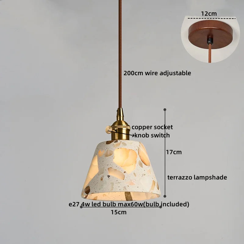 Afralia™ LED Terrazzo Pendant Lights for Corridor, Bedroom, Living Room - Japanese Style Lighting