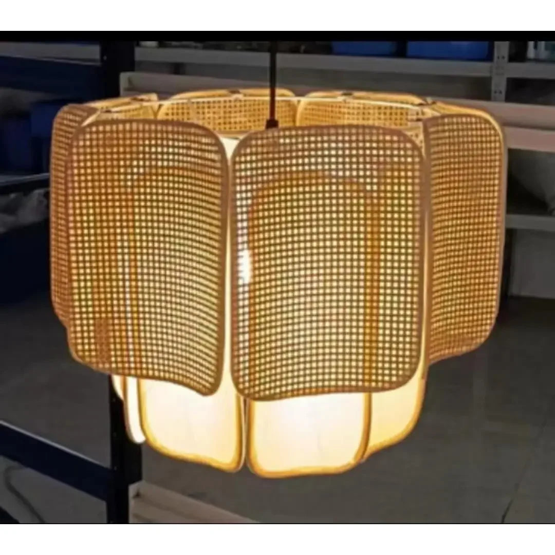 Afralia™ Vintage Woven Rattan Chandelier for Home Tea Room Bar Counter