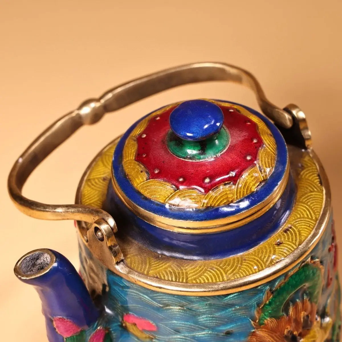 Afralia™ Dragon Cloisonné Enamel Pan: Hand-painted and Gilded Copper, Chinese Style