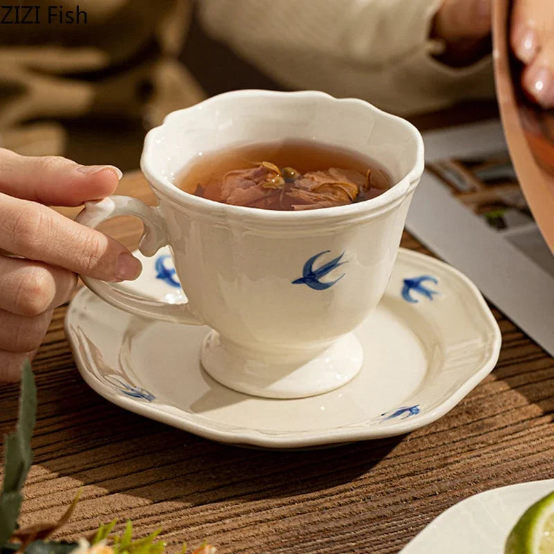 Afralia™ Swallow Porcelain Cup & Saucer Set