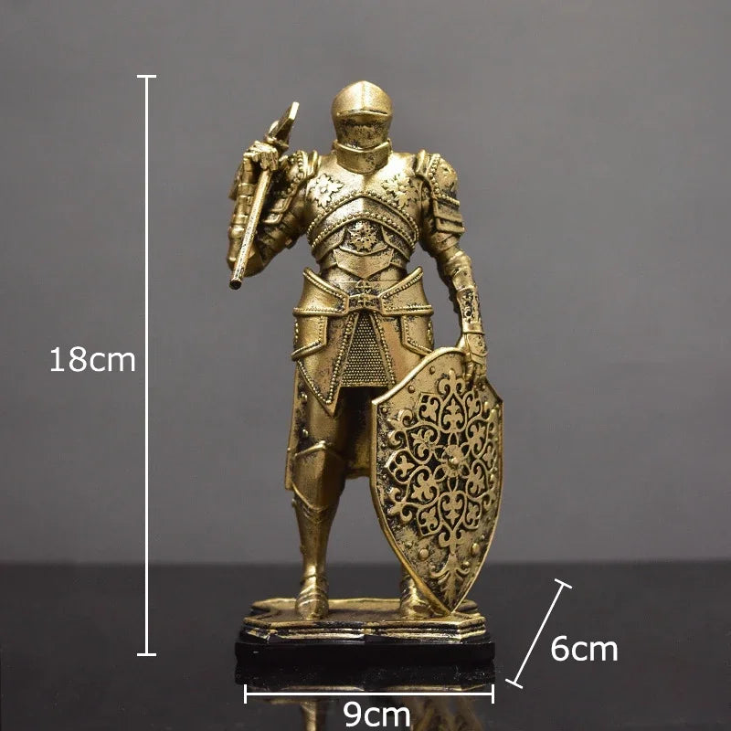 Afralia™ Heavy Armored Knight Resin Statue Decoration for Desk and Room Aesthetic