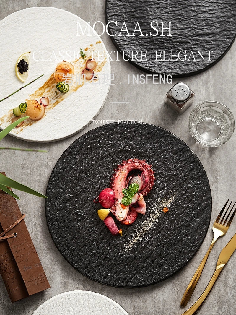 Afralia™ Rock Plate: Elegant Japanese Tableware for Home Dining and Decoration
